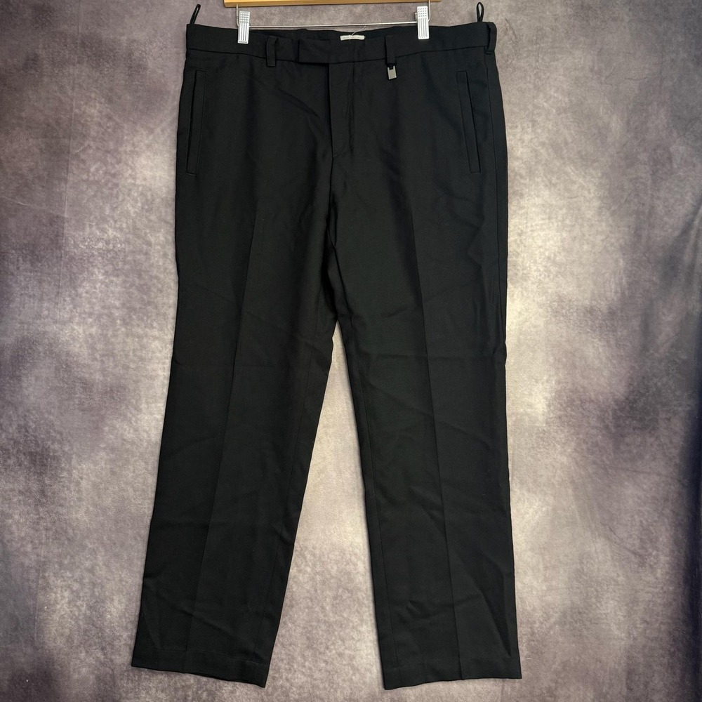 Prada Dress Pants Mens 38x32 Black Virgin Wool Flat Front Lined Formal Luxury